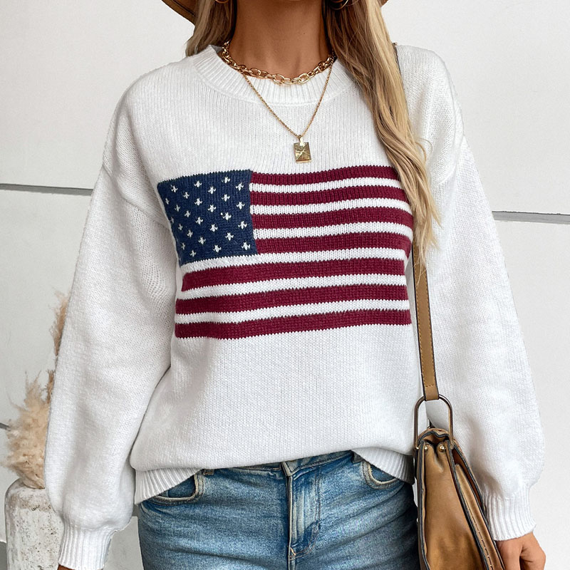 Amerikan lipun pullover -villapaita naiset
