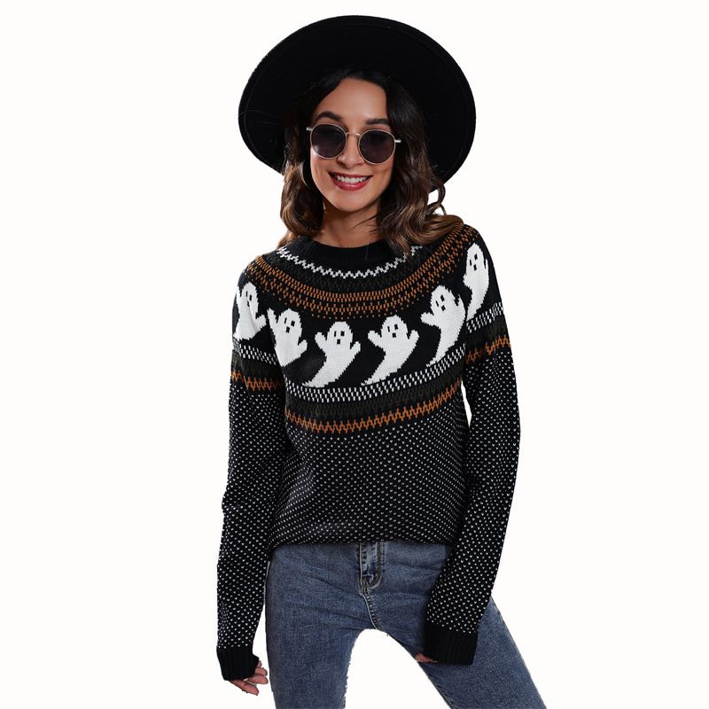 Halloween -teema pullover -villapaita naisia