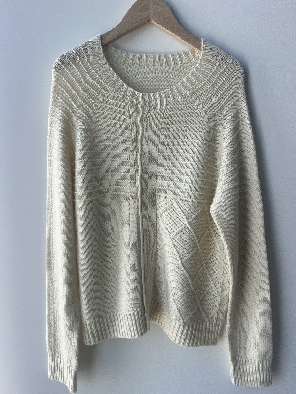 Valkoinen jacquard -pullover neulottu villapaita naisia