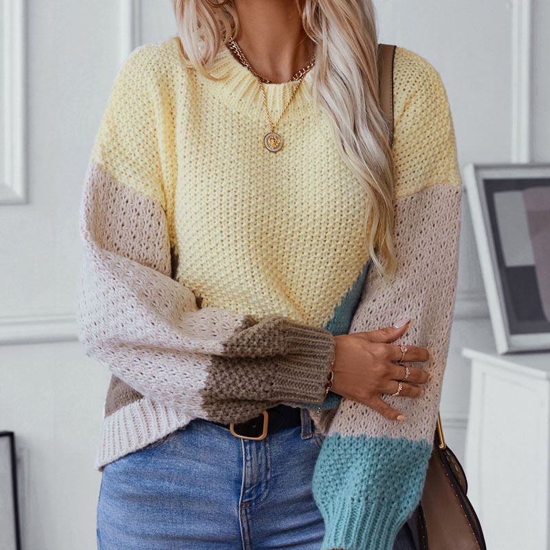Naisten miehistön pullover -värilohkopaita