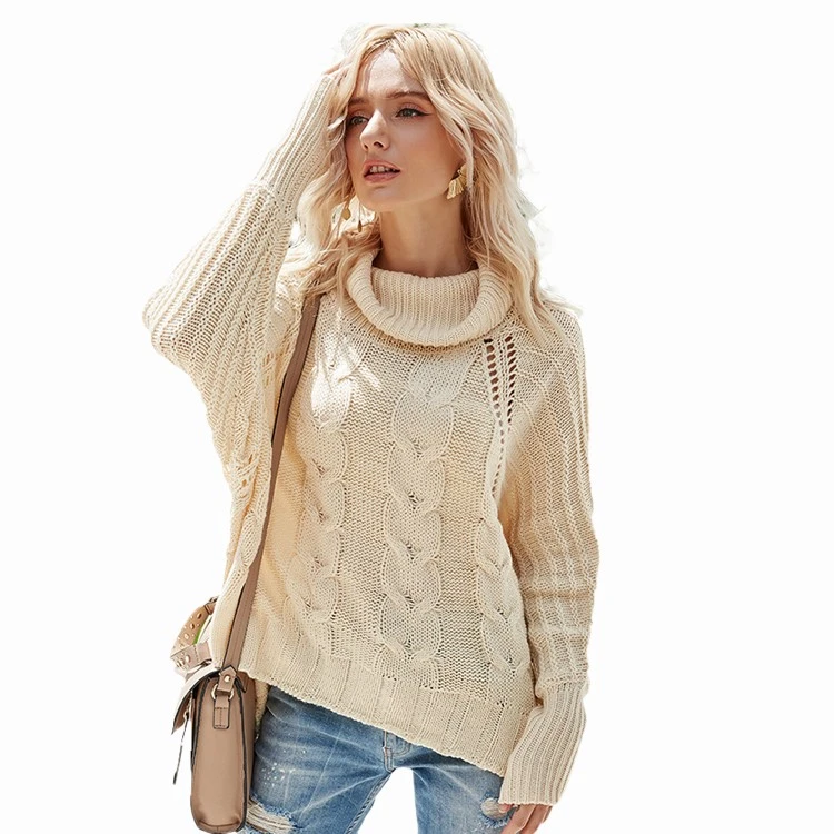 Naisten turtleneck Jacquard -villapaita